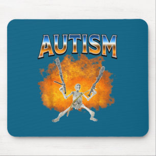 Skelett Feuer Lustiges Meme Autismus-Bewusstsein A Mousepad