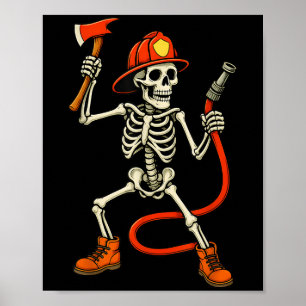 Skelett Fireman Halloween Feuerwehrmännchen Kinder Poster
