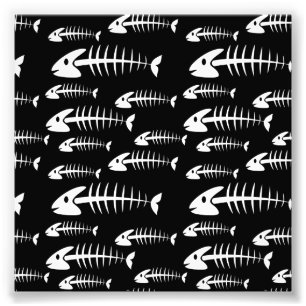 Skelett Fisch Knochen Angeln Humor Fischer Hungrig Fotodruck