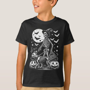 Skelett Französische Bulldogge Lustiger Halloween- T-Shirt