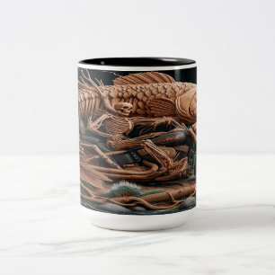 Skelett fuhr seinen Chopper mit dem Fahrrad durch  Zweifarbige Tasse