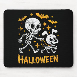 Skelett führt Hund Lustiger Schädel Pet für Hallow Mousepad