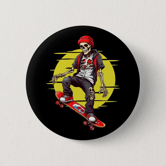 Skelett für Skateboarding Button (Vorderseite)