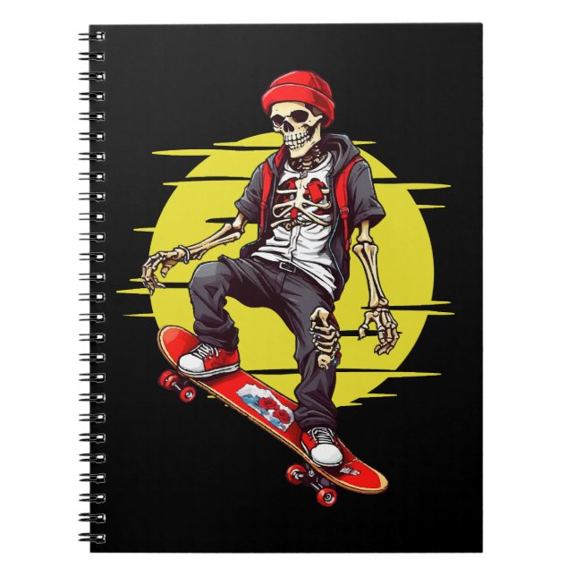 Skelett für Skateboarding Notizblock (Vorderseite)