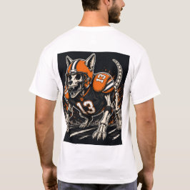 Skelett-Fußball-Hund-Comic-Art T-Shirt