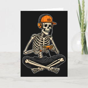 Skelett-Gamer-Halloween-Gaming-Jungen-Männer-Lusti Karte