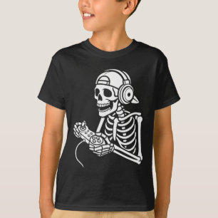 Skelett-Gamer Lustiges Video Gaming-Controller-Hea T-Shirt