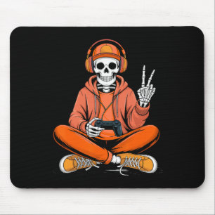 Skelett-Gamer-Videospiel-Halloween-Jungen-Männer-K Mousepad
