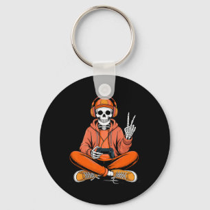 Skelett-Gamer-Videospiel-Halloween-Jungen-Männer-K Schlüsselanhänger