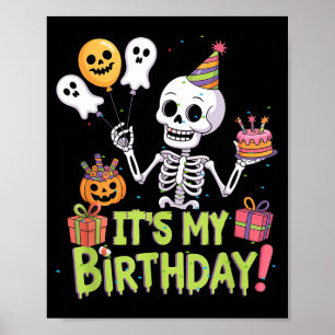 Skelett Geburtstag Lustig Frohes Halloween Bday Ju Poster