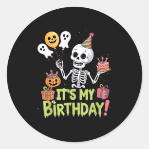 Skelett Geburtstag Lustig Frohes Halloween Bday Ju Runder Aufkleber