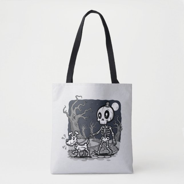 Skelett gehender Hund Halloween-Kunst (Vorderseite)