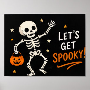 Skelett-Get-Spooky-Halloween-Karte Poster