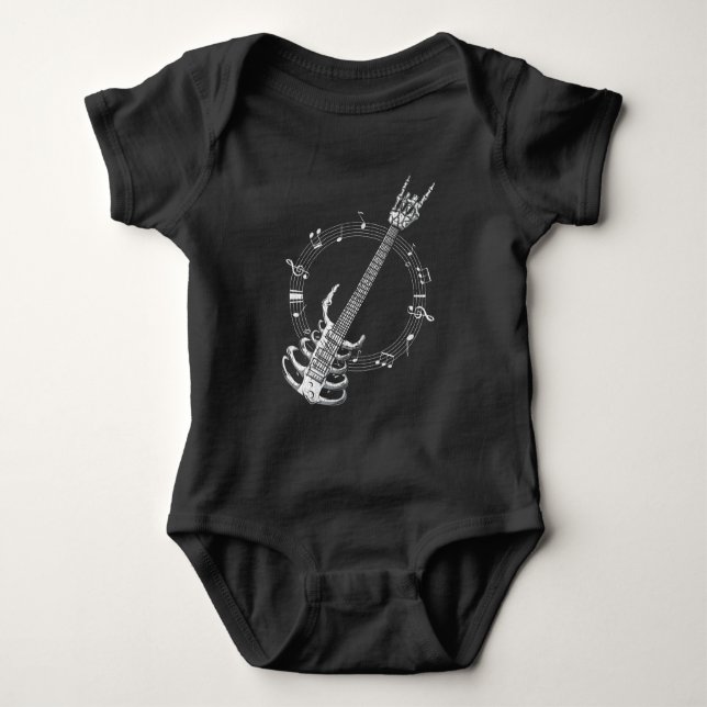 Skelett Gitarre Lover Rock Musik Fan Baby Strampler (Vorderseite)
