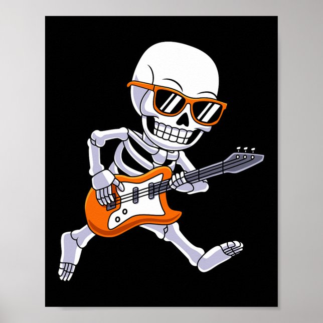 Skelett Gitarrenrock und Roll Boys Kinder Poster (Vorne)