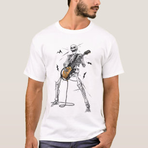 Skelett Gitarrenrock und Roll-Grafikband T-Shirt