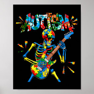 Skelett-Gitarrist lustig Männer Autism Awareness  Poster