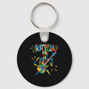 Skelett-Gitarrist lustig Männer Autism Awareness Schlüsselanhänger