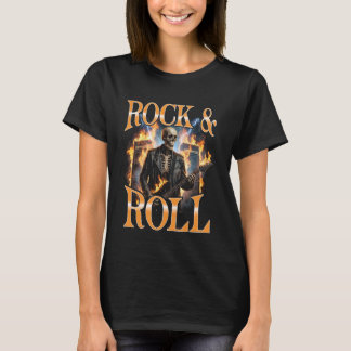 Skelett-Gitarrist Rock & Roll Bootleg-Musik T-Shirt