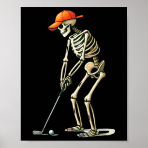 Skelett Golf Halloween Golfer Golfspieler Lustig M Poster