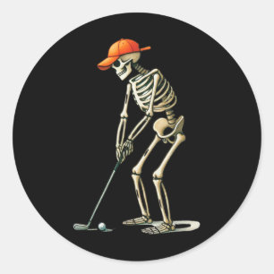 Skelett Golf Halloween Golfer Golfspieler Lustig M Runder Aufkleber