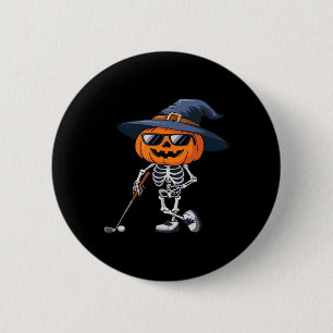 Skelett-Golf-Halloween-Kürbis-Golfer-Tee Button