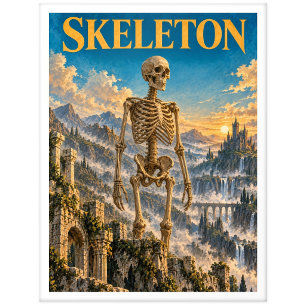 Skelett, Gothic Fantasy Monster Postkarte