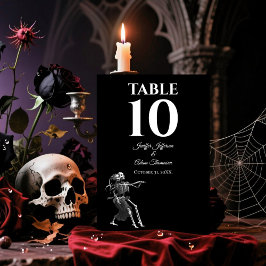 Skelett-Gotik-Halloween-Alternative-Hochzeit Tischnummer