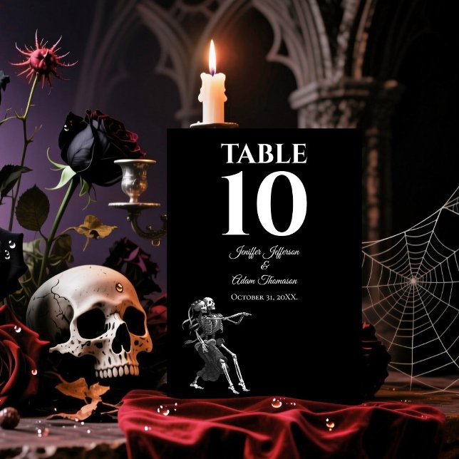 Skelett-Gotik-Halloween-Alternative-Hochzeit Tischnummer (Von Creator hochgeladen)