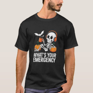 Skelett Halloween Dispatcher 911 Operator öffentli T-Shirt