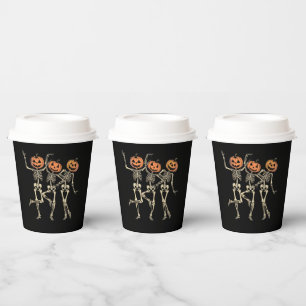 Skelett Halloween-Kürbis Herbst Grusel-Saison Pappbecher