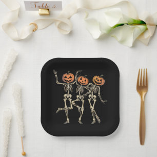 Skelett Halloween-Kürbis Herbst Gruselige Jahresze Pappteller