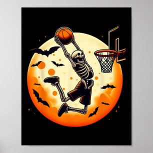 Skelett Halloween Men Boys Basketball Halloween Poster