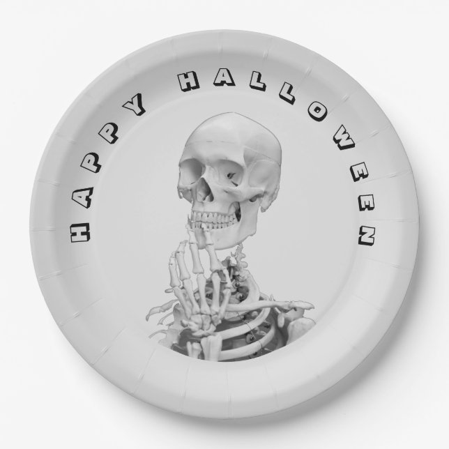 Skelett Halloween-Papierteller Pappteller (Vorderseite)