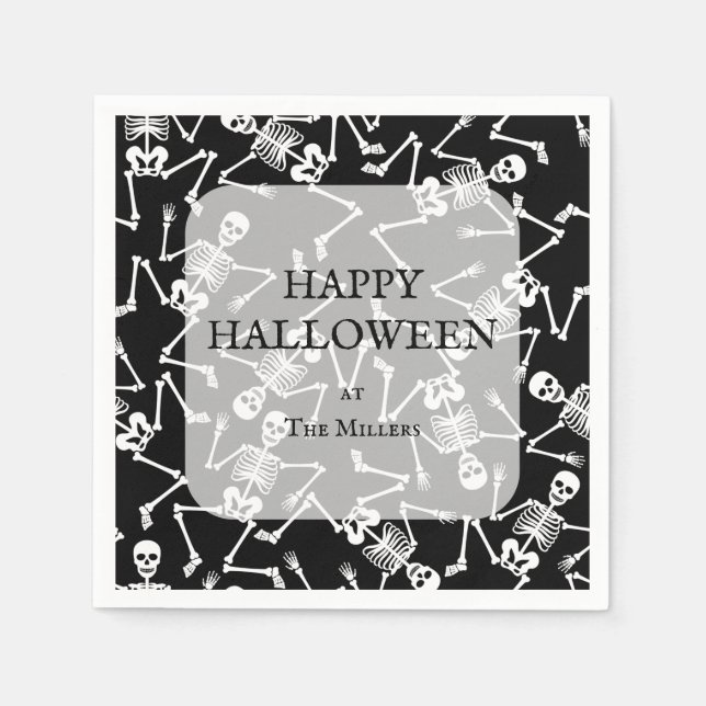 Skelett Halloween-Party Black Serviette (Vorderseite)