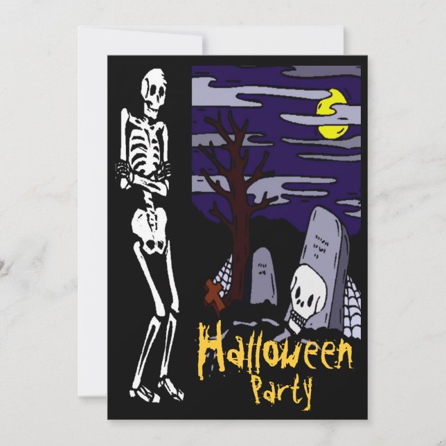 Skelett Halloween-Party Einladung (Vorderseite)
