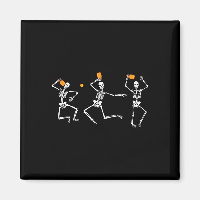 Skelett Halloween Pickleball  Magnet (Vorne)