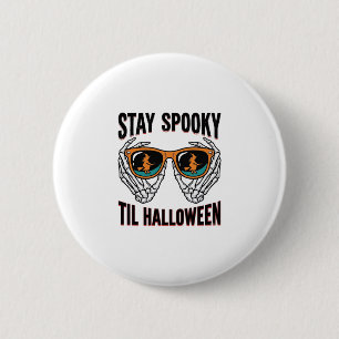 Skelett Halloween-Shirt mit Hexenbrille Vintage Button