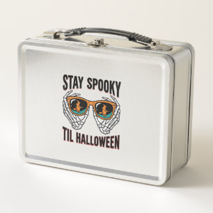 Skelett-Halloween-Shirt mit Hexenbrille Vintage Metall Brotdose