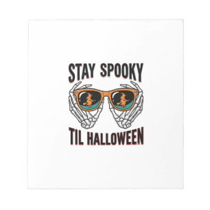 Skelett-Halloween-Shirt mit Hexenbrille Vintage Notizblock