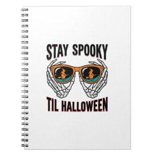 Skelett-Halloween-Shirt mit Hexenbrille Vintage Notizblock