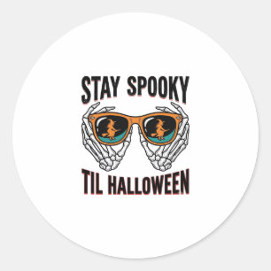 Skelett-Halloween-Shirt mit Hexenbrille Vintage Runder Aufkleber