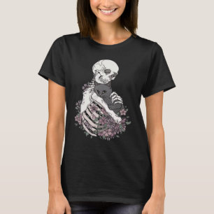 Skelett hält faules Halloween-Kostüm Skelett Katze T-Shirt