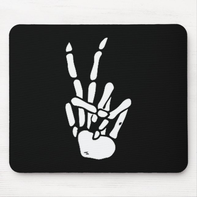 Skelett-Hand-Friedenszeichen-Knochen Mousepad (Vorne)
