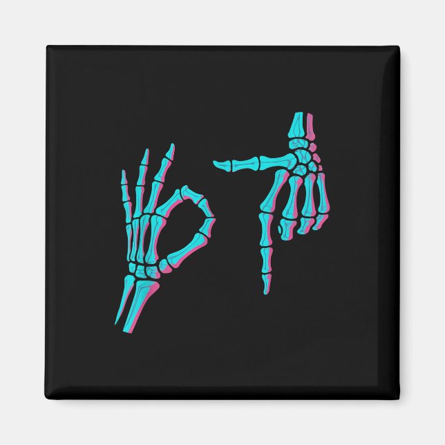 Skelett-Hand Funny Sechs Sieben 6 7 Meme 67 Hallow Magnet (Vorne)