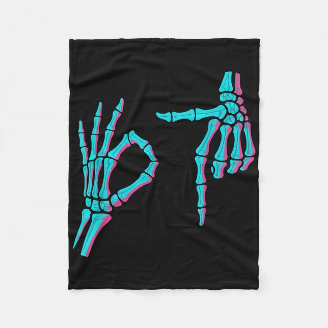 Skelett Hand Funny Six Seven 6 7 Meme 67 Halloween Fleecedecke (Vorderseite)