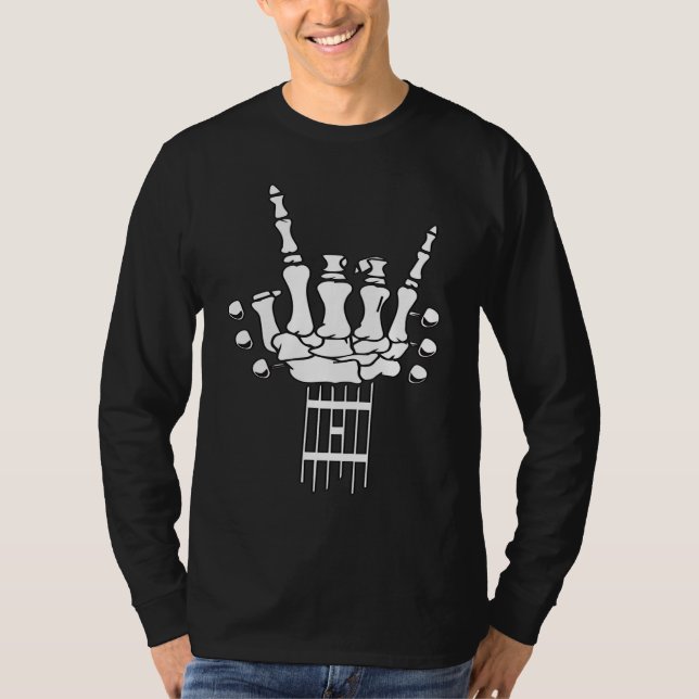 Skelett-Hand-Gitarrismusik T-Shirt (Vorderseite)
