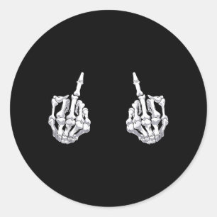 Skelett Hand Halloween Knochen Mittelfinger Schäde Runder Aufkleber