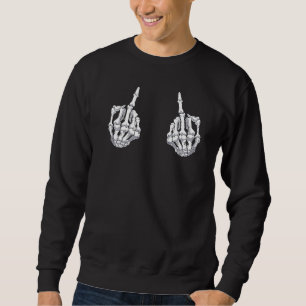 Skelett Hand Halloween Knochen Mittelfinger Schäde Sweatshirt