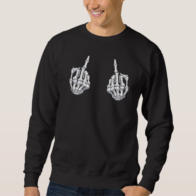 Skelett Hand Halloween Knochen Mittelfinger Schäde Sweatshirt (Vorderseite)
